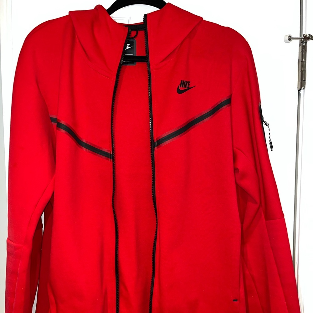 Red Nike Tech Fleece Jacket